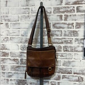 Fossil Black Satchel Bag distressed leather